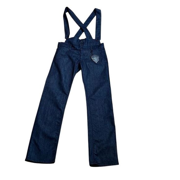 NWT J & Company Raw Denim Suspender Pants Straight Leg Size 28 - Picture 10 of 16